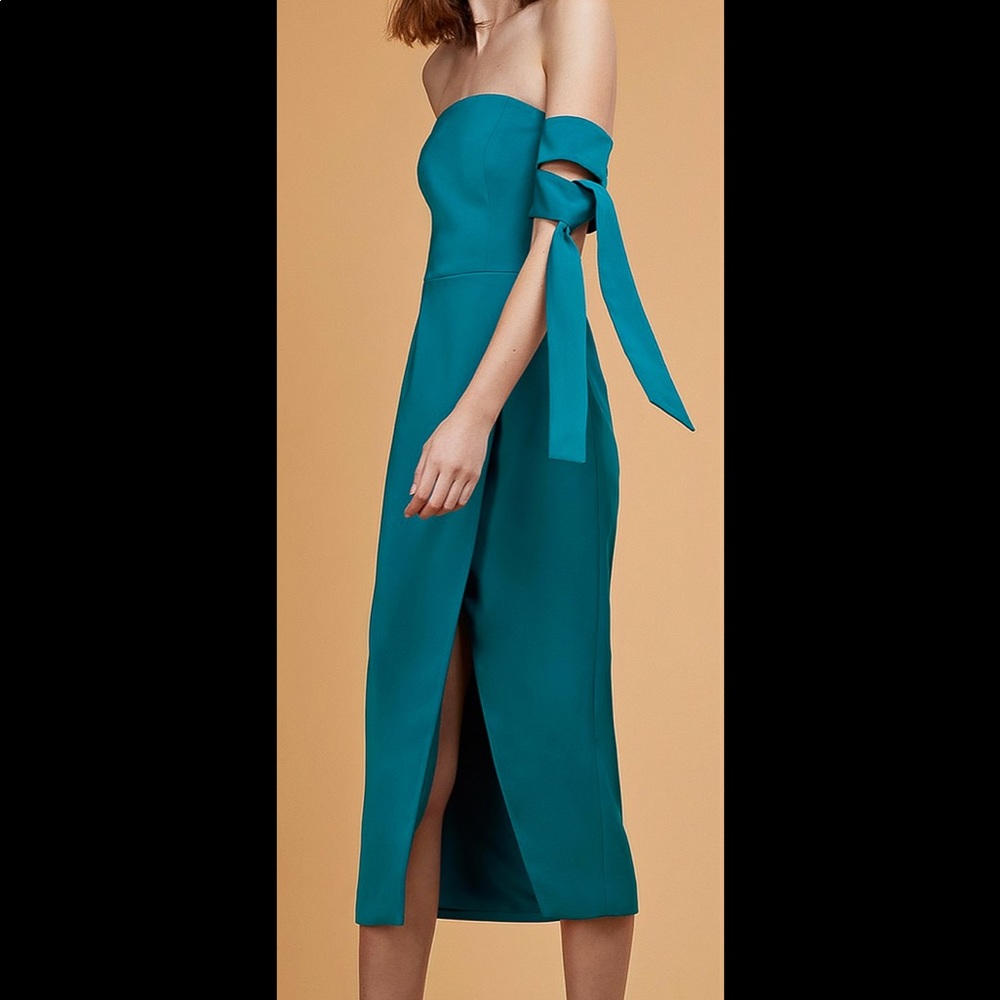 C/MEO Collective off shoulder dress turquoise (charged up dress)